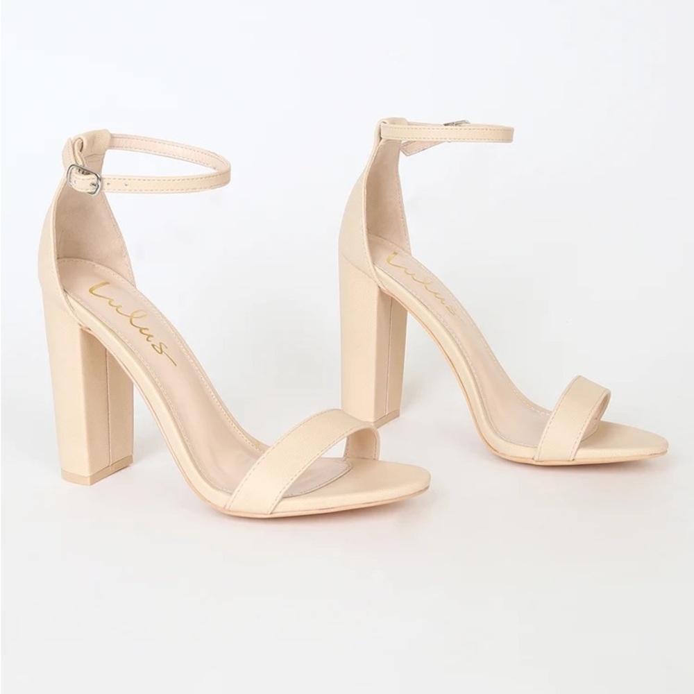 Lulus Taylor Naked Vanilla Ankle Strap Heels